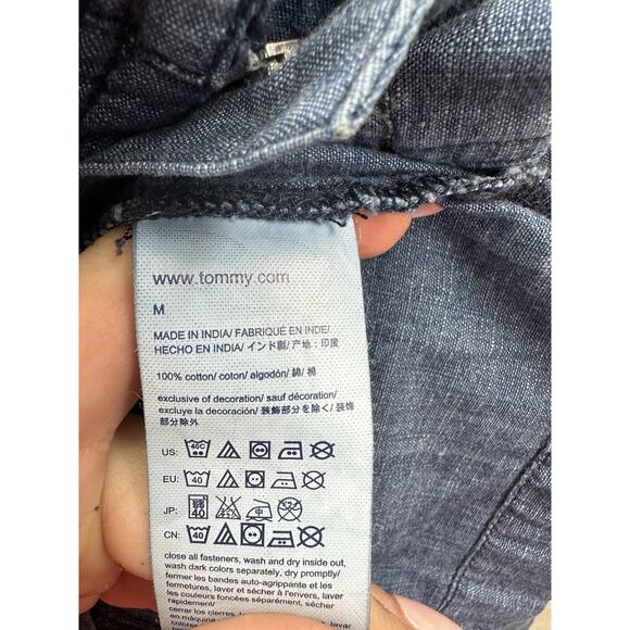 Tommy Hilfiger Womens Jacket Size Medium Blue Chambray Double Closure Lightweigh - Picture 6 of 11